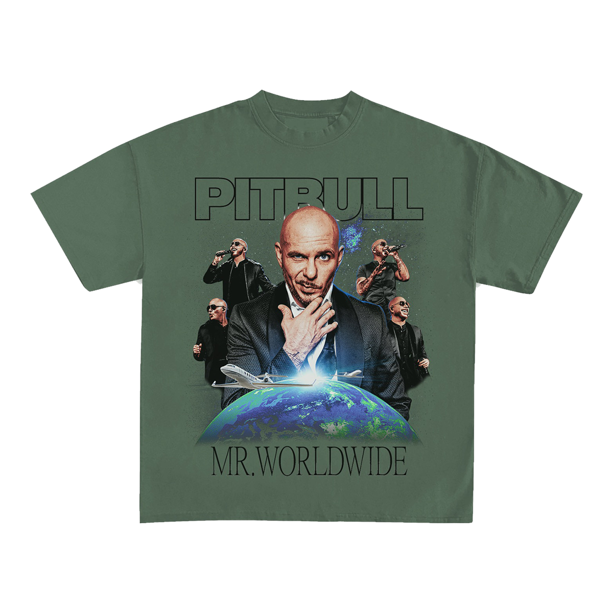 Green t-shirt with Pitbull graphic design