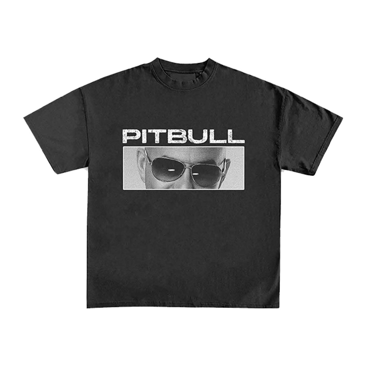 Black t-shirt with Pitbull Sunglasses and PITBULL text in white