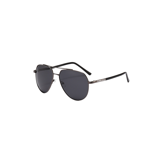 Aviator sunglasses with black lenses and frame 