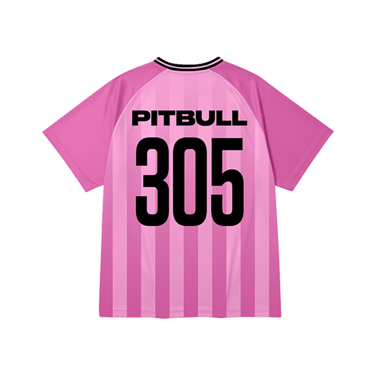 Pink sports jersey with 'PITBULL 305' text
